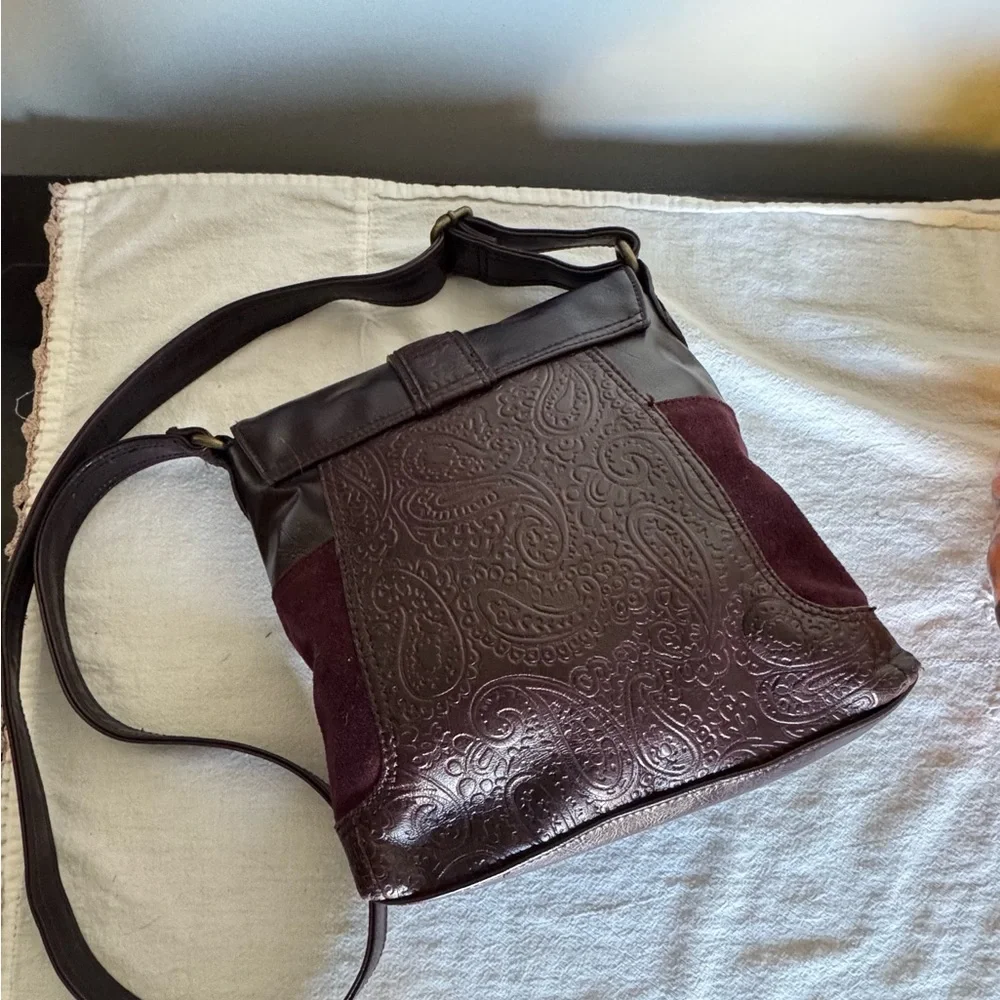 Nine West Embossed Dark Plum Crossbody Bag